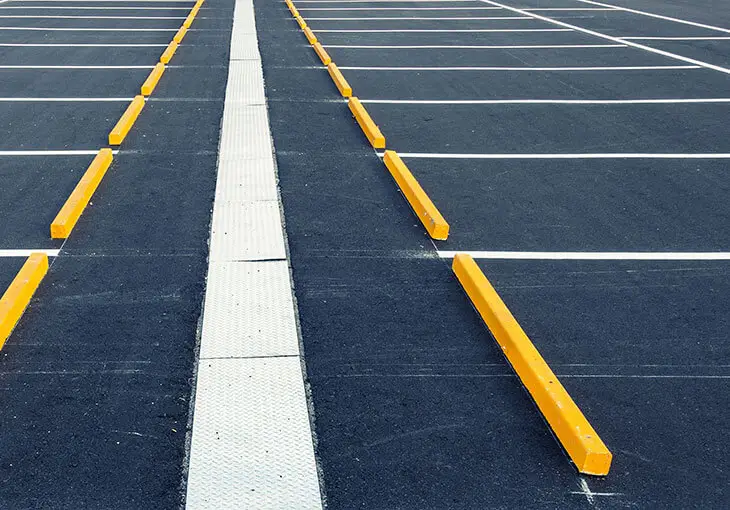 Well-maintained commercial parking lot