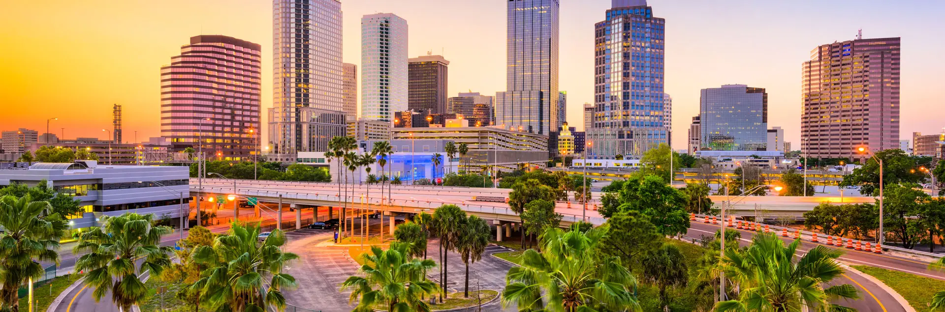 Tampa, Florida skyline at sunset